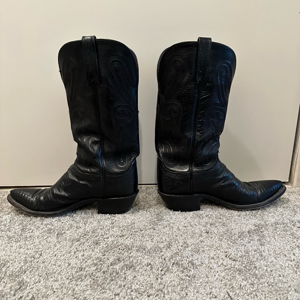 Black Lucchese Lizzard Boots